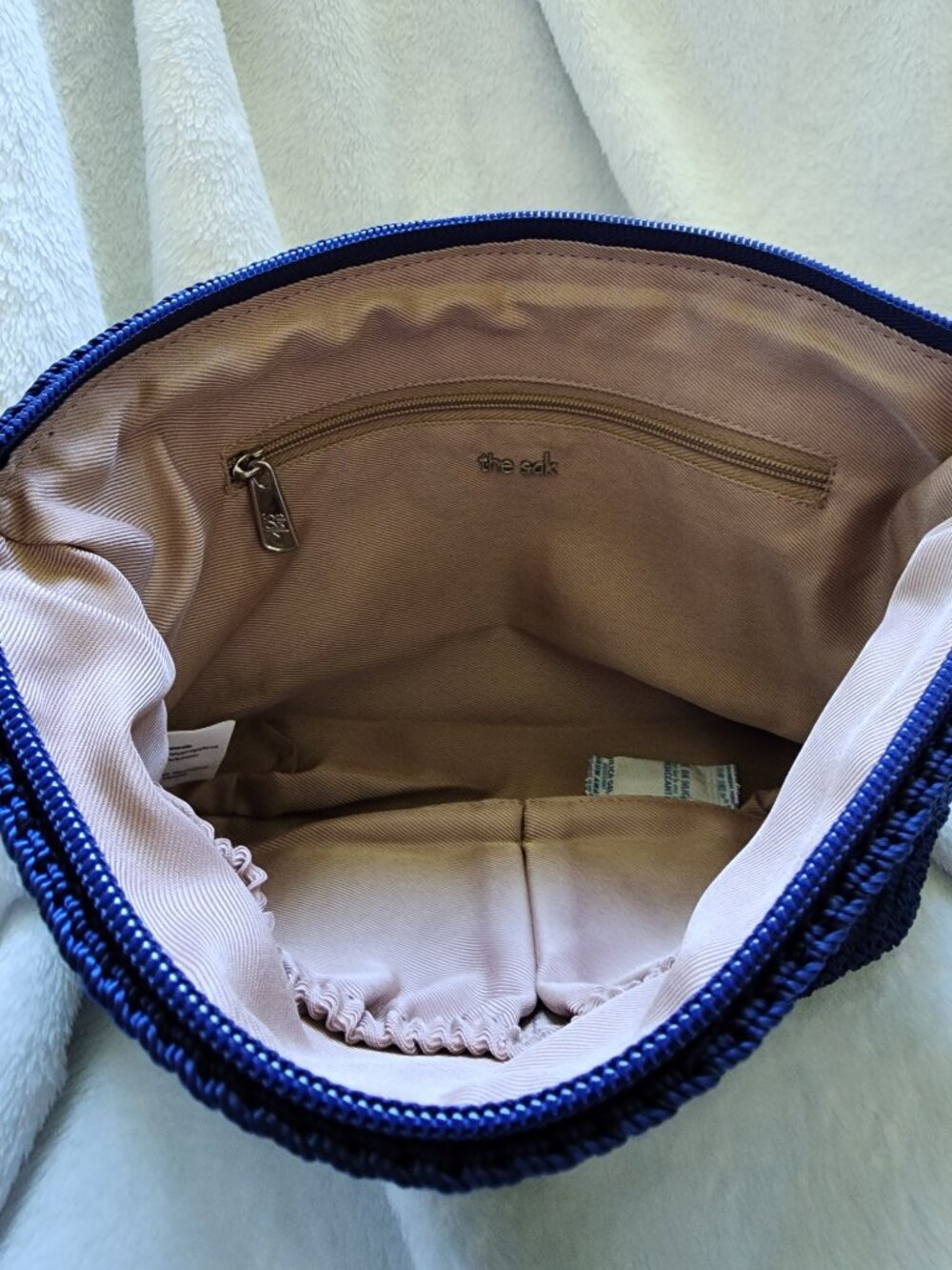 The Sak Denim Blue Crochet Pouch/Clutch 11"x7" - Picture 2 of 2